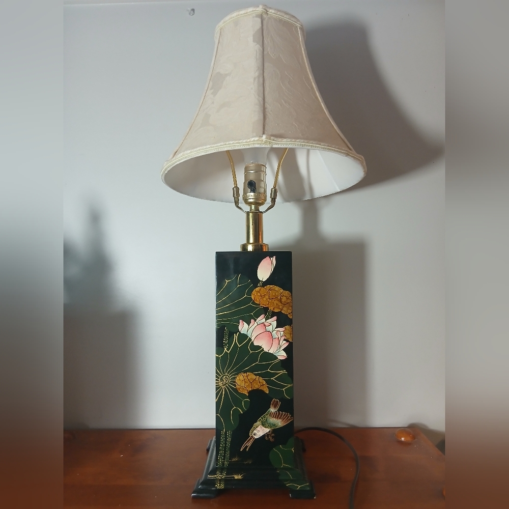 Lotus Pond Lamp With French Drape Off White Lamp Shade